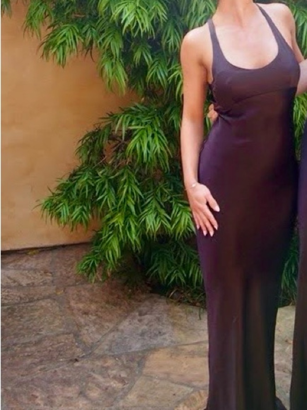 BEC + BRIDGE MAXINA CROSSOVER DRESS … Brown Satin Scoop Neck Maxi Dress - Picture 5 of 5